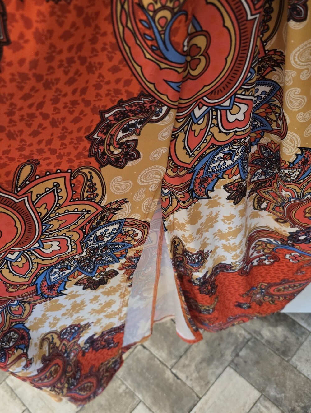 Vibrant Venus Maxi Dress Paisley Twisted Waist Spit Hem Size:XL - Picture 9 of 11
